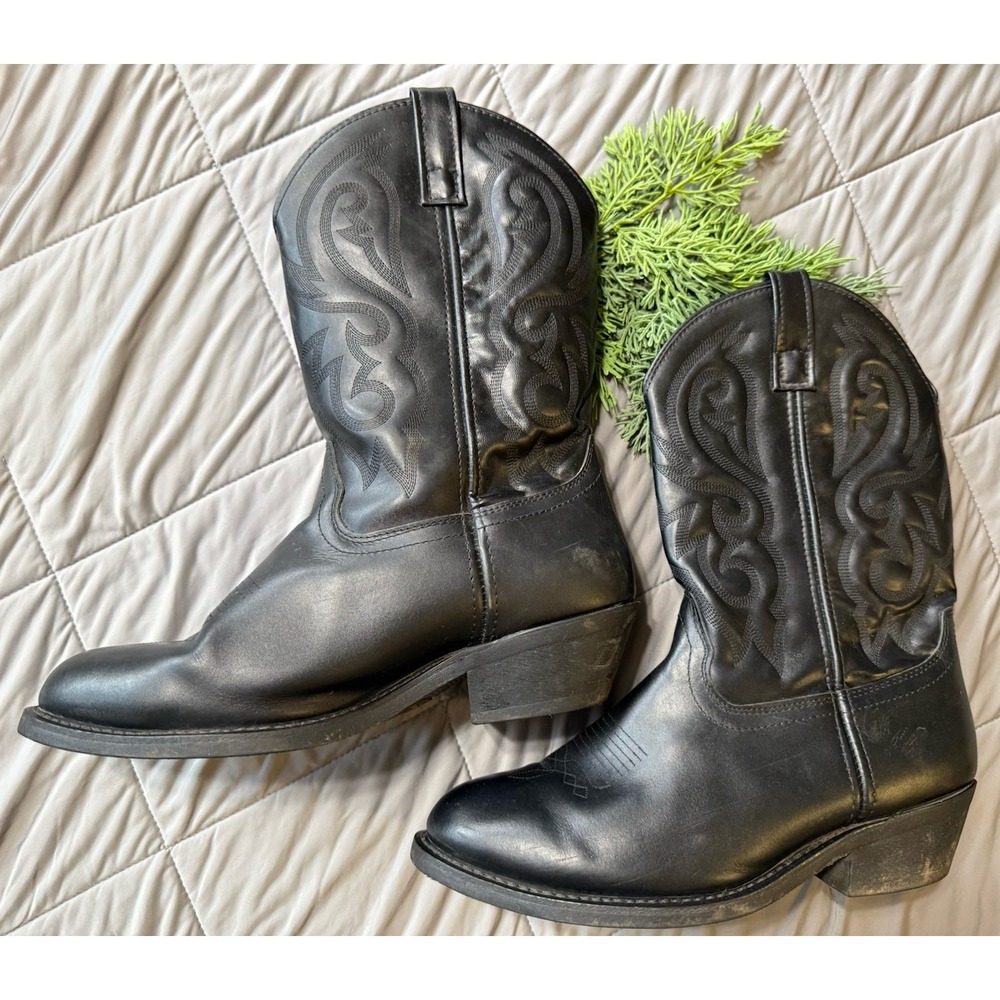 Cody James Mens Black Leather Western Cowboy Boots Embroidered 11.5 EE
